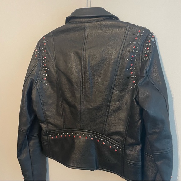BLANK NYC Faux Leather Studded Moto Jacket - Black Size S - Picture 10 of 13